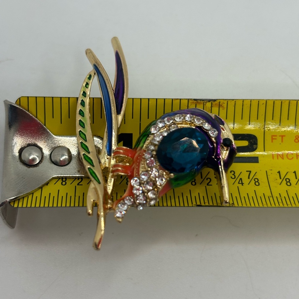 Colorful Bird Brooch with Rhinestones - Picture 6 of 6